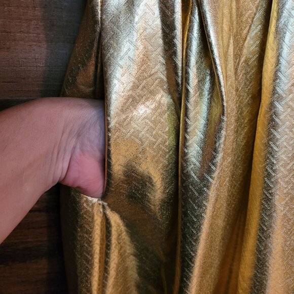 Lularoe Amelia Dress Elegant Collection XL Gold Metallic Black Pockets NWT - Picture 3 of 8